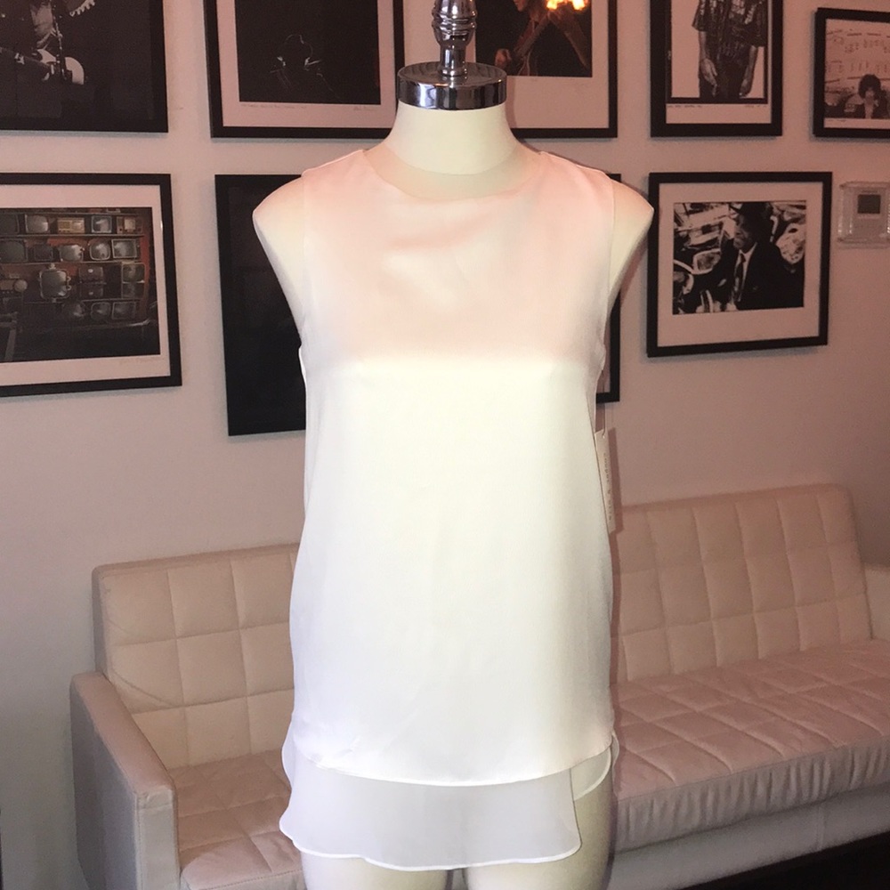 Cooper & Ella Sleeveless Double Layer White Flowy Blouse Size XS NTW